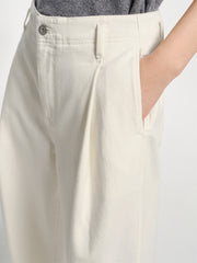 Women's Beige Cotton-Blend Wide-Leg Jeans