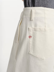 Women's Beige Cotton-Blend Wide-Leg Jeans