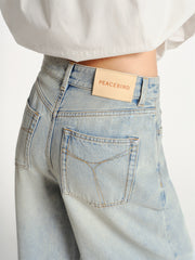 Women's Vintage Distressed Oversized Curved-Leg Pants