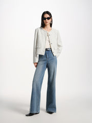Women's Washed Wide-Leg Slightly Flared Pants