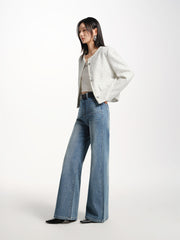 Women's Washed Wide-Leg Slightly Flared Pants
