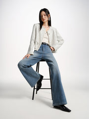 Women's Washed Wide-Leg Slightly Flared Pants