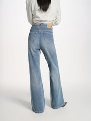 Women's Washed Wide-Leg Slightly Flared Pants
