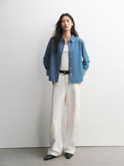 Women's Loose-Fit Washed Denim Shirt