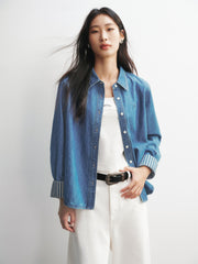 Women's Loose-Fit Washed Denim Shirt