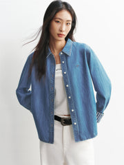 Women's Loose-Fit Washed Denim Shirt