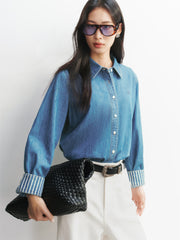 Women's Loose-Fit Washed Denim Shirt