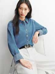 Women's Loose-Fit Washed Denim Shirt