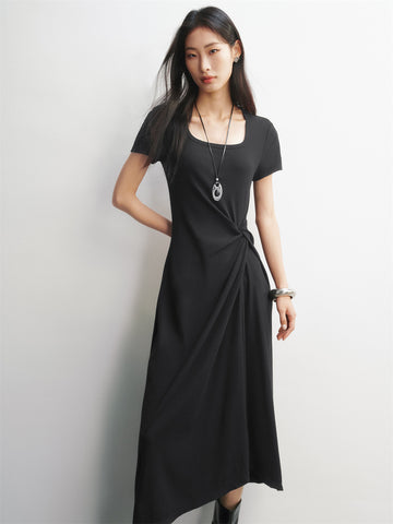 Peacebird Women *US Final Sale* Women's U-Neck Twist-Waist Dress