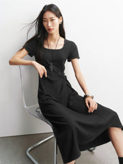 Women's U-Neck Twist-Waist Dress