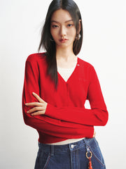 Women's Wool-Blend Contrast Layered-Look Sweater