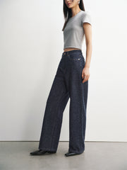 Women's Straight-Leg Jeans with Heavy Crochet Embroidery