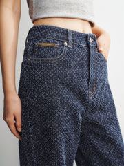 Women's Straight-Leg Jeans with Heavy Crochet Embroidery