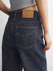 Women's Straight-Leg Jeans with Heavy Crochet Embroidery