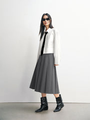Women's Cropped Pleated Plaid Trousers