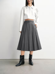 Women's Cropped Pleated Plaid Trousers