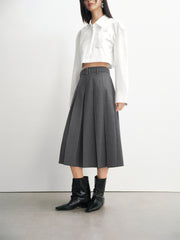Women's Cropped Pleated Plaid Trousers