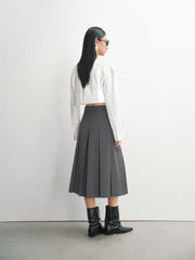 Women's Cropped Pleated Plaid Trousers