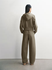 Women's Oversized Elastic-Waist Curved-Leg Pants