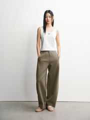 Women's Oversized Elastic-Waist Curved-Leg Pants