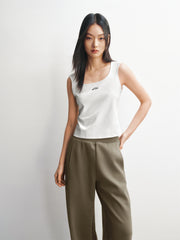 Women's Short U-Neck Embroidered Tank Top