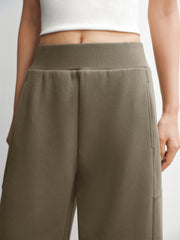 Women's Oversized Elastic-Waist Curved-Leg Pants