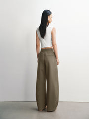 Women's Oversized Elastic-Waist Curved-Leg Pants