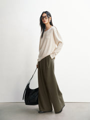 Women's High-Waist Wide-Leg Suit Trousers