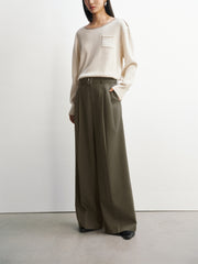Women's High-Waist Wide-Leg Suit Trousers