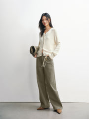 Women's Washed Cotton High-Waist Wide-Leg Jeans