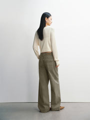 Women's Washed Cotton High-Waist Wide-Leg Jeans