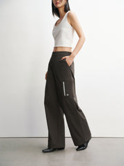 Women's Wide-Leg Casual Pants with Patch Detail
