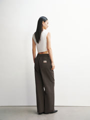 Women's Wide-Leg Casual Pants with Patch Detail