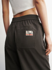 Women's Wide-Leg Casual Pants with Patch Detail