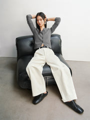 Women's High-Waist Oversized Curved-Leg Jeans