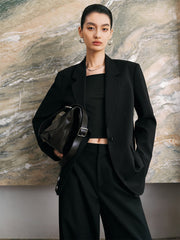 Women's Classic Boxy Notch-Lapel Blazer