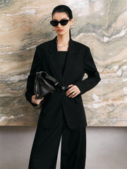 Women's Classic Boxy Notch-Lapel Blazer