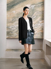 Women's Tweed-Inspired 3D Jacquard Jacket