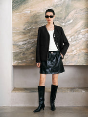Women's Tweed-Inspired 3D Jacquard Jacket