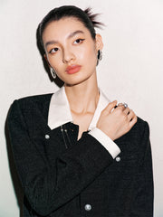 Women's Cropped Contrast Tweed Jacket