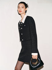 Women's Cropped Contrast Tweed Jacket