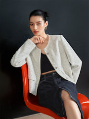 Women's Short Tweed Knit Jacket