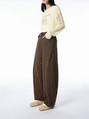Women's Wide-Leg Curved Pants with Belt
