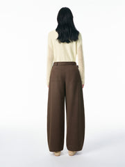 Women's Wide-Leg Curved Pants with Belt
