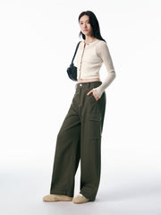 Women's Cropped Linen-Blend Openwork Knit Cardigan