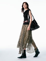Women's Asymmetric Leopard-Print Skirt