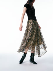 Women's Asymmetric Leopard-Print Skirt