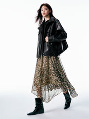 Women's Asymmetric Leopard-Print Skirt