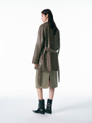 Women's Mid-Length Trench-Style PU Jacket