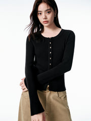 Women's Slim-Fit U-Neck Knit Cardigan